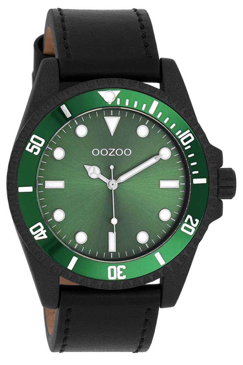 OOZOO Timepieces Collection Black Leather Strap C11117