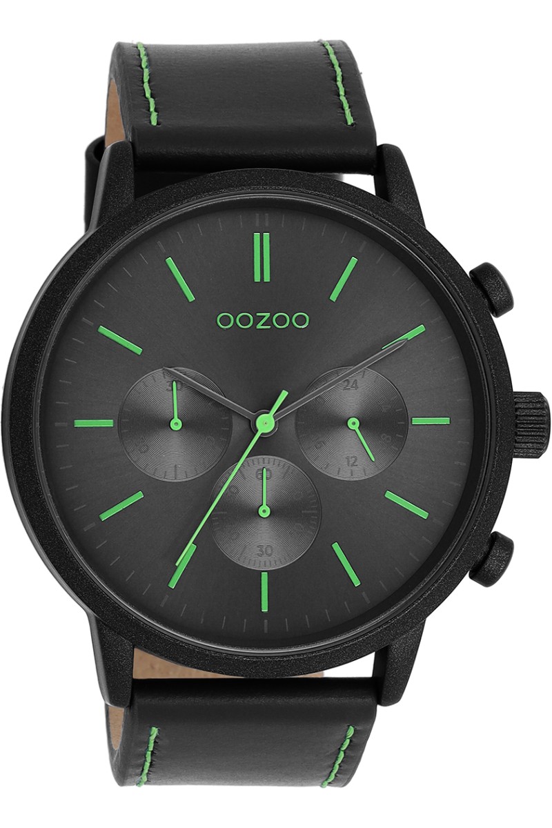 OOZOO Timepieces Black Leather Strap 50mm C11208