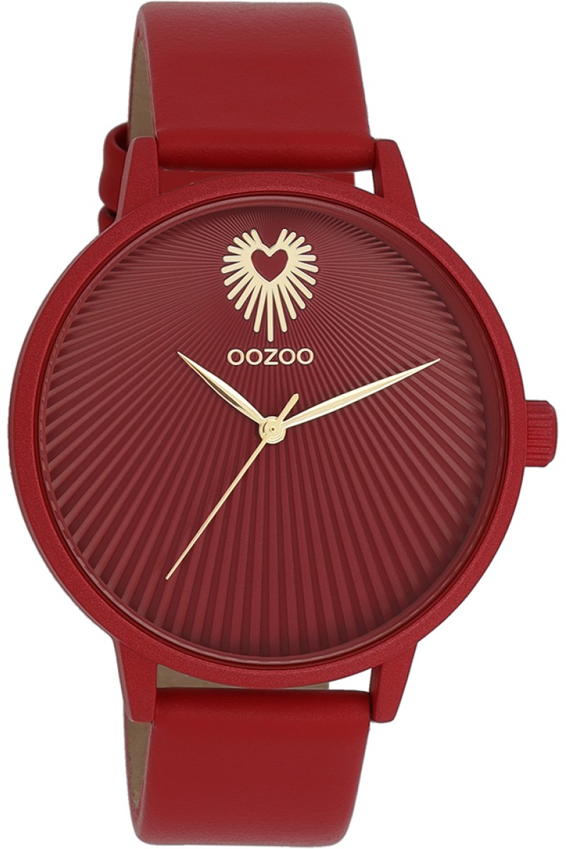 OOZOO Timepieces Red Leather Strap 42mm C11249