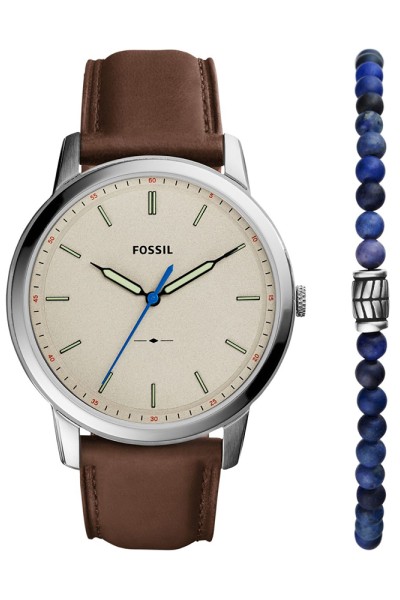 FOSSIL The Minimalist BoxSet Eco Brown Leather Strap FS5966SET