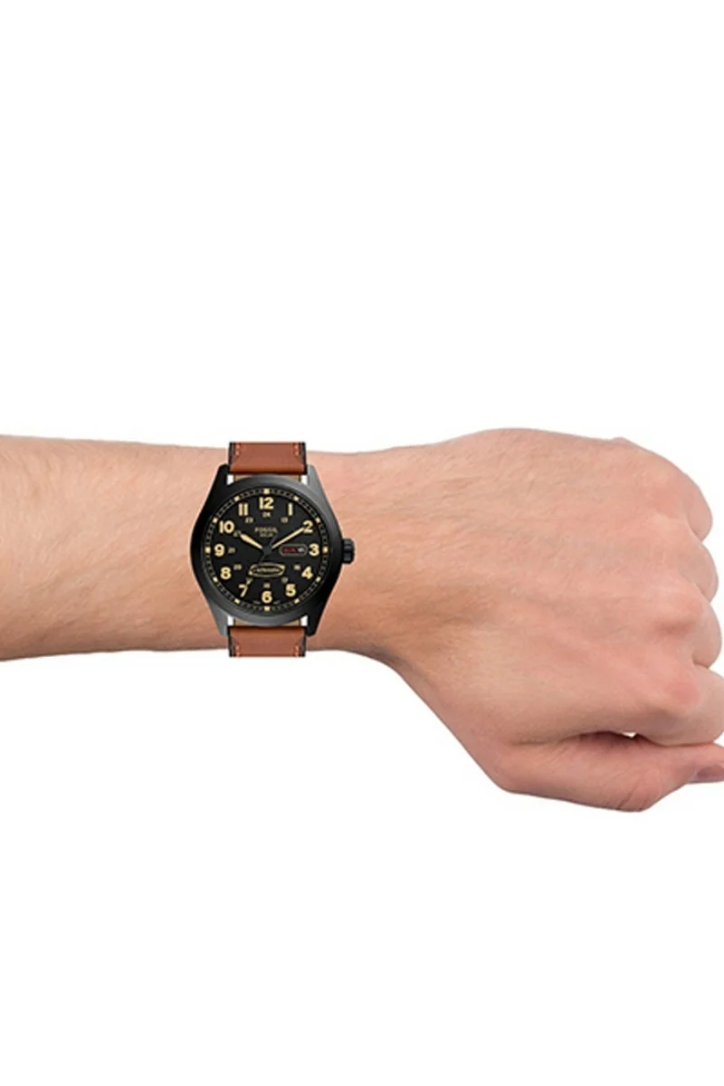 FOSSIL Defender Solar Brown Leather Strap FS5978