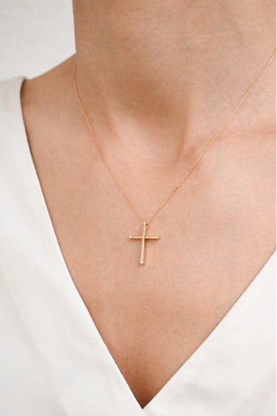 Σετ Σταυρός με Αλυσίδα Χρυσός 14Κ Πετράτος 6997