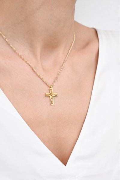 Σετ Σταυρός με Αλυσίδα Χρυσός 14Κ Βυζαντινός 7024