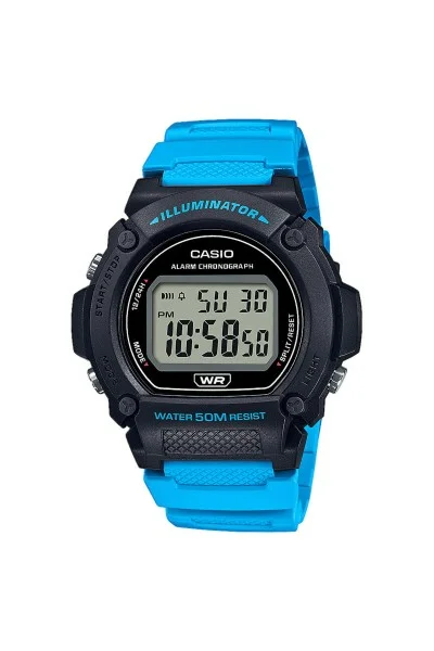 Casio Standard Blue Rubber Strap  W-219H-2A2VEF
