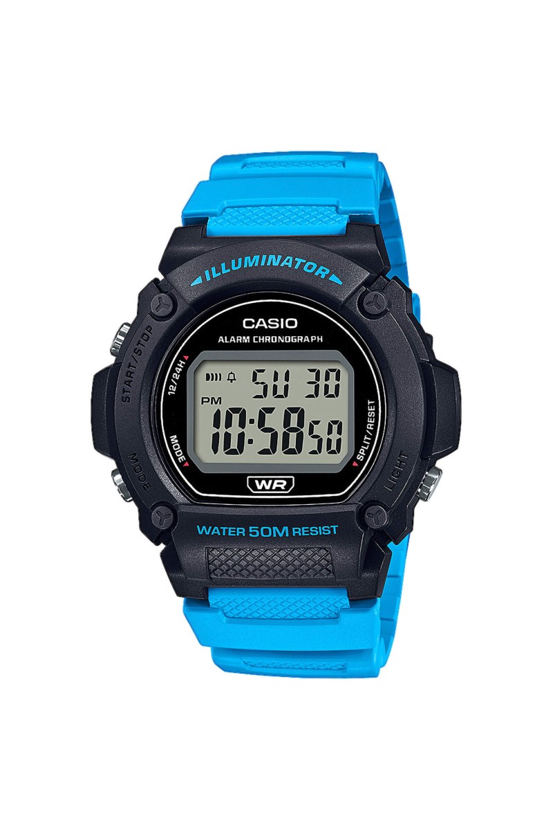 Casio Standard Blue Rubber Strap  W-219H-2A2VEF