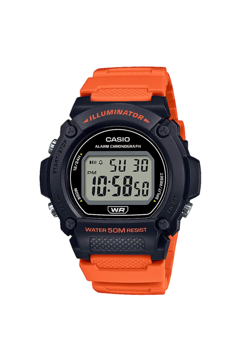 Casio Standard Orange Rubber Strap W-219H-4AVEF