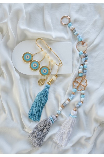 Παιδικό Φυλαχτό Γούρι Παραμάνα Γαλάζια Ματάκια