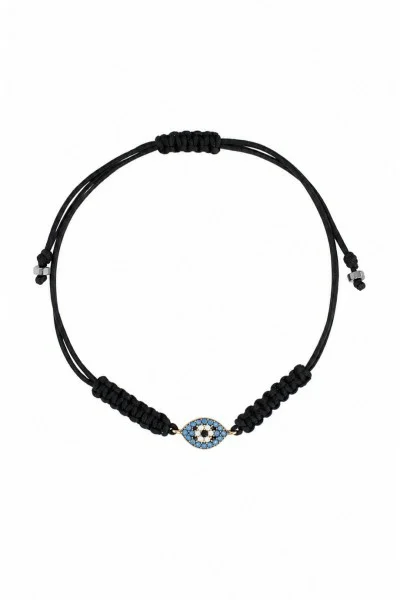 Βραχιόλι Ροζ Χρυσό 14Κ Blue Evil Eye Makrame