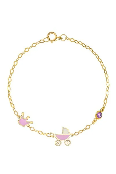 Βραχιόλι Χρυσό 9Κ Καρότσι Ροζ