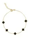 Βραχιόλι Χρυσό 14Κ Flower Blossom Black