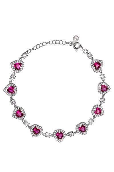 Βραχιόλι Ασημένιο Red Hearts