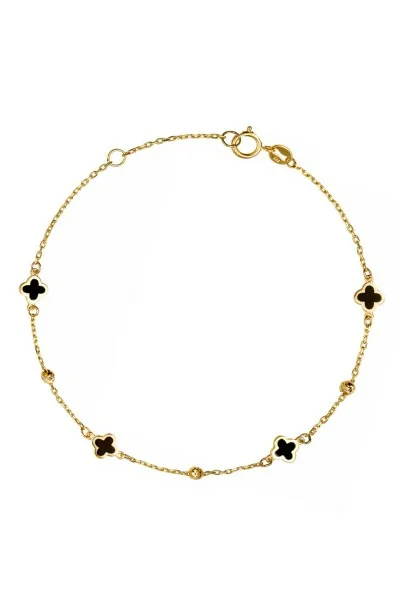 Βραχιόλι Χρυσό 14Κ Flower Blossom Black