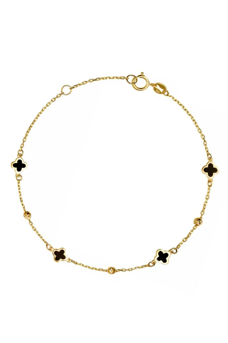 Βραχιόλι Χρυσό 14Κ Flower Blossom Black