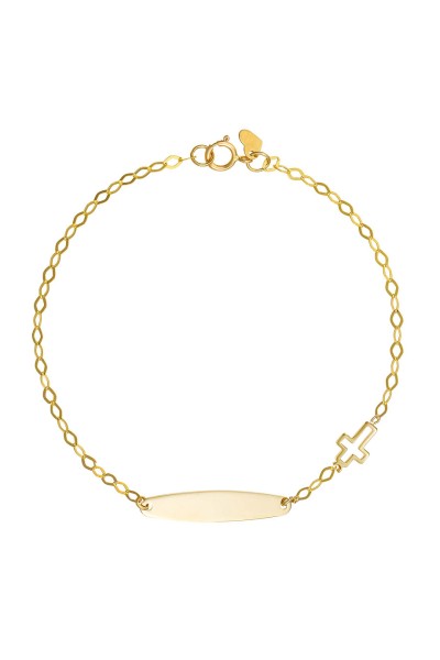 Βραχιόλι Χρυσό 9Κ Ταυτότητα Σταυρός