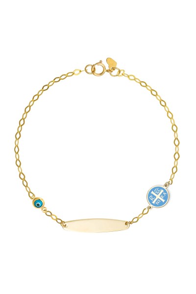 Βραχιόλι Χρυσό 9Κ Ταυτότητα Κωνσταντινάτο Μπλε