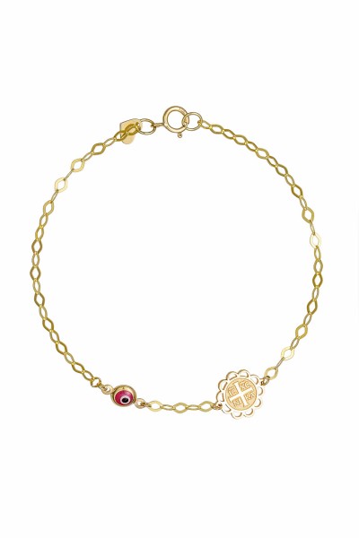 Βραχιόλι Χρυσό 9Κ Κωνσταντινάτο Ροζ