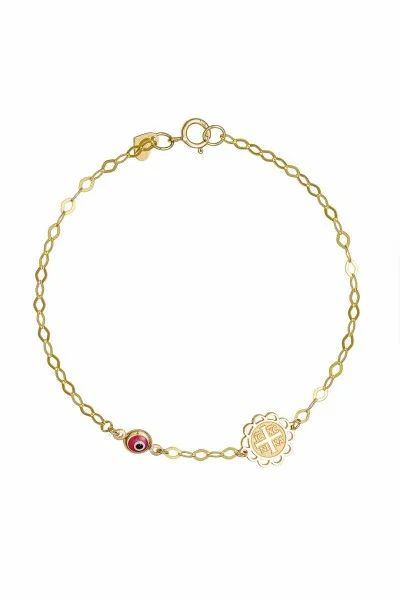 Βραχιόλι Χρυσό 9Κ Κωνσταντινάτο Ροζ