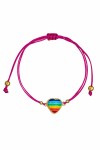 Βραχιόλι Ασημένιο Καρδιά Ουράνιο Τόξο Makrame Rainbow