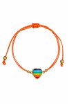 Βραχιόλι Ασημένιο Καρδιά Ουράνιο Τόξο Makrame Rainbow