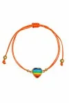 Βραχιόλι Ασημένιο Καρδιά Ουράνιο Τόξο Makrame Rainbow