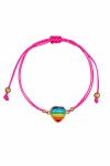 Βραχιόλι Ασημένιο Καρδιά Ουράνιο Τόξο Makrame Rainbow