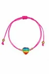 Βραχιόλι Ασημένιο Καρδιά Ουράνιο Τόξο Makrame Rainbow