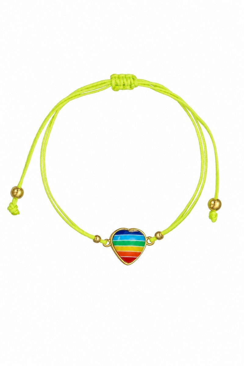 Βραχιόλι Ασημένιο Καρδιά Ουράνιο Τόξο Makrame Rainbow