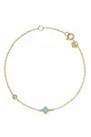 Βραχιόλι Χρυσό 9Κ Light Blue Flower Σμάλτο