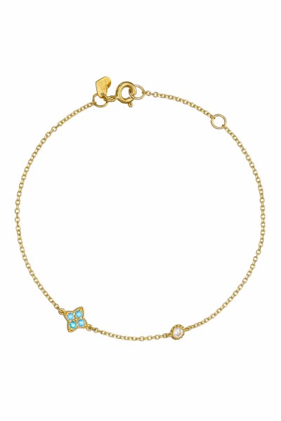 Βραχιόλι Χρυσό 9Κ Light Blue Flower Πετράτο