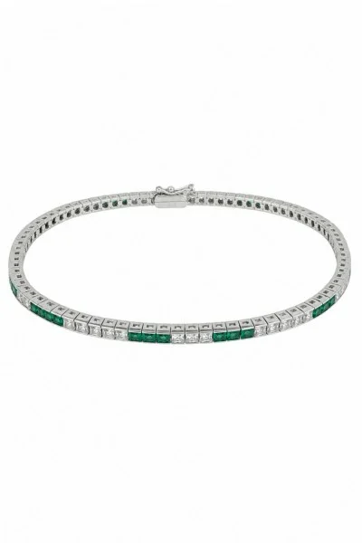 Βραχιόλι Ασημένιο Ριβιέρα Green White