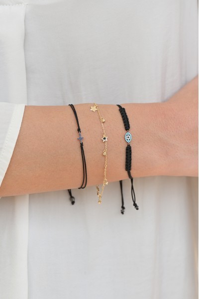 Βραχιόλι Makrame Χρυσό 14Κ Σταυρός