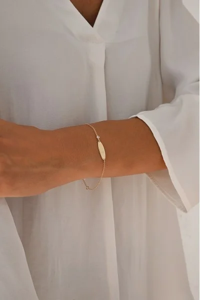 Βραχιόλι Χρυσό 9Κ Ταυτότητα Label It Oval