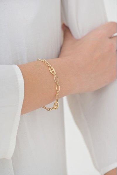 Βραχιόλι Χρυσό 14Κ Shiny Ovals