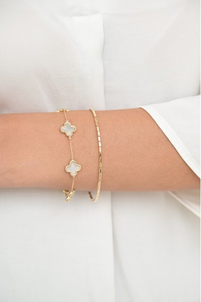 Βραχιόλι Χρυσό 14Κ Flower Blossom White