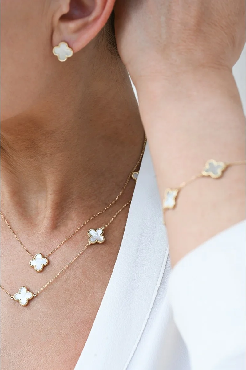 Σκουλαρίκι Χρυσό 14Κ White Flower