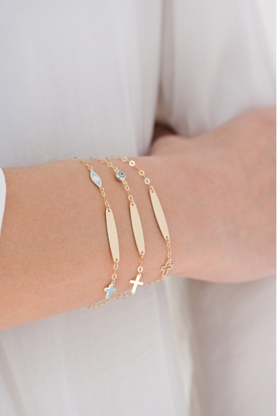 Βραχιόλι Χρυσό 9Κ Ταυτότητα Σταυρός