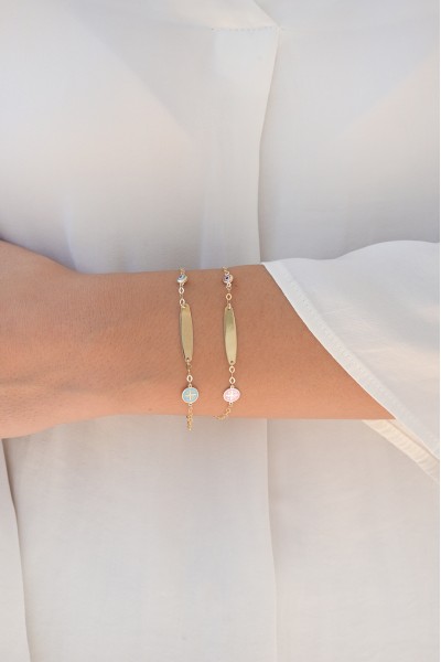 Βραχιόλι Χρυσό 9Κ Ταυτότητα Κωνσταντινάτο Ροζ