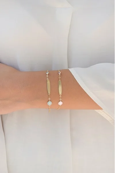 Βραχιόλι Χρυσό 9Κ Ταυτότητα Κωνσταντινάτο Ροζ