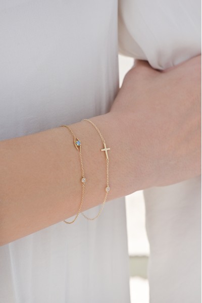 Βραχιόλι Χρυσό 9Κ Cross Dot
