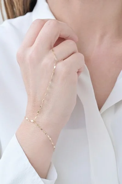 FirstRow Χρυσό 14Κ Shiny Trouble Oval