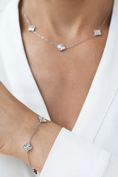 Βραχιόλι Λευκόχρυσο 14Κ Dolce Vita White Flower