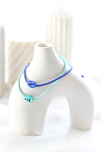 Βραχιόλι Ορείχαλκος Μπλε Φτερά Makrame