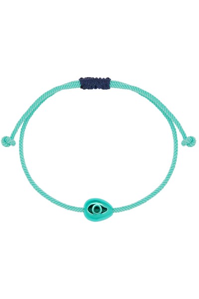 Βραχιόλι Ορείχαλκος Πετρόλ Μάτι Makrame