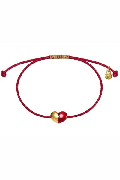 Βραχιόλι Ασημένιο Red Heart Makrame