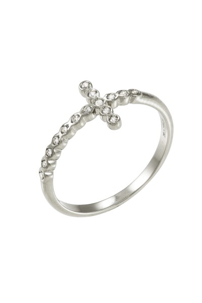 Δαχτυλίδι Λευκόχρυσο 14Κ Σταυρός