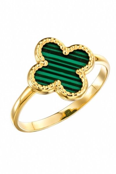 Δαχτυλίδι Χρυσό 14Κ Green Flower Μαλαχίτης