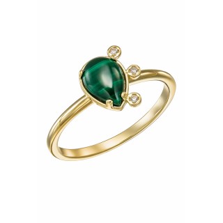 Δαχτυλίδι Χρυσό 9Κ Green Drop Μαλαχίτης