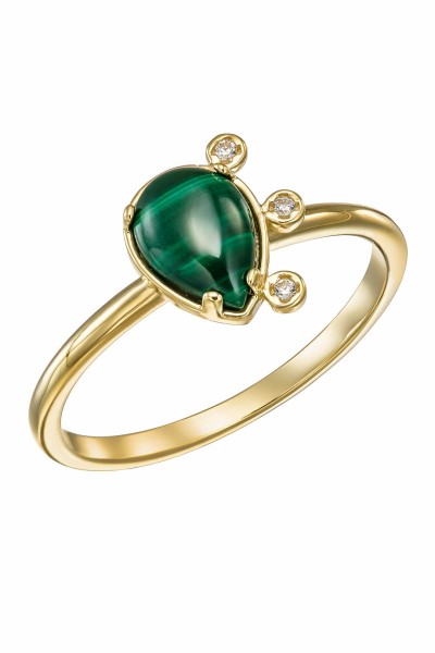 Δαχτυλίδι Χρυσό 9Κ Green Drop Μαλαχίτης
