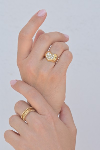 Δαχτυλίδι Χρυσό 14Κ Square Heart