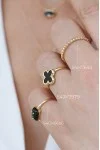 Δαχτυλίδι Χρυσό 14Κ Black Flower